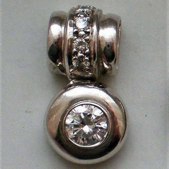 BA Jewelry - Vintage Italy Designer 14K White Gold 0.50CT Diamond Cluster Pendant Charm P